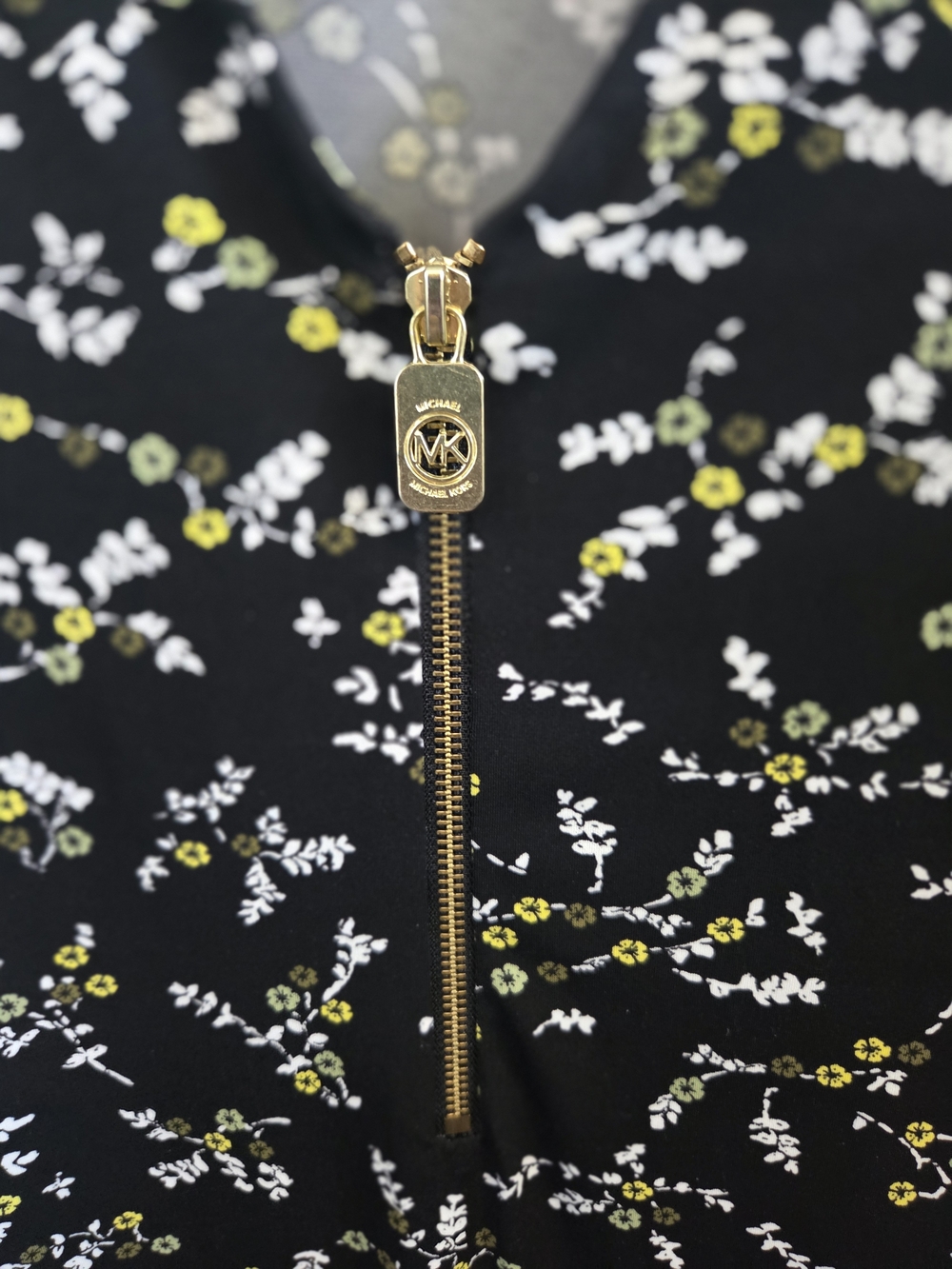 MICHAEL Michael Kors Black Floral Zip-Front Top